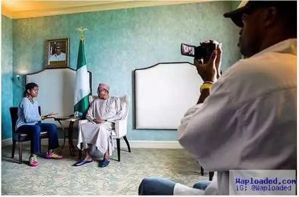Amazing! Meet the 13-year-old Nigerian Girl Who Interviewed President Buhari in the US (Photo)